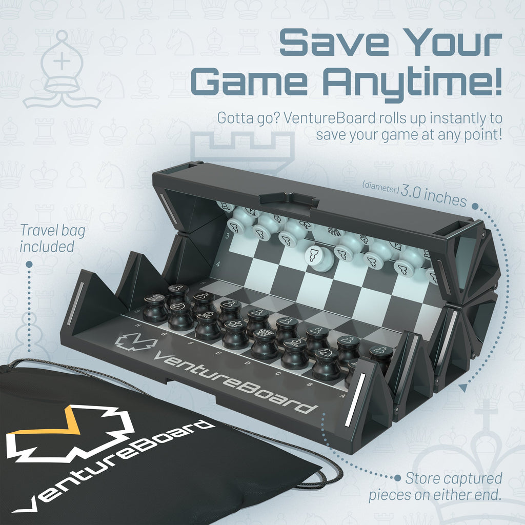 Mini Chess Set – Noir Edition | Portable Travel Chess Board