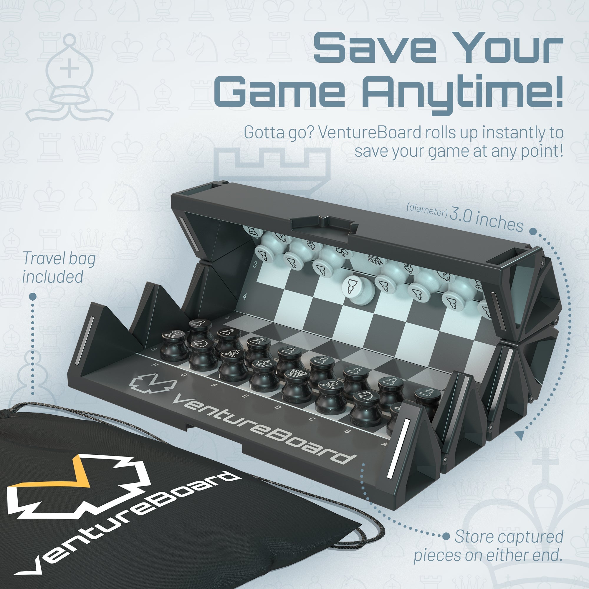 Mini Chess Set – Noir Edition | Portable Travel Chess Board