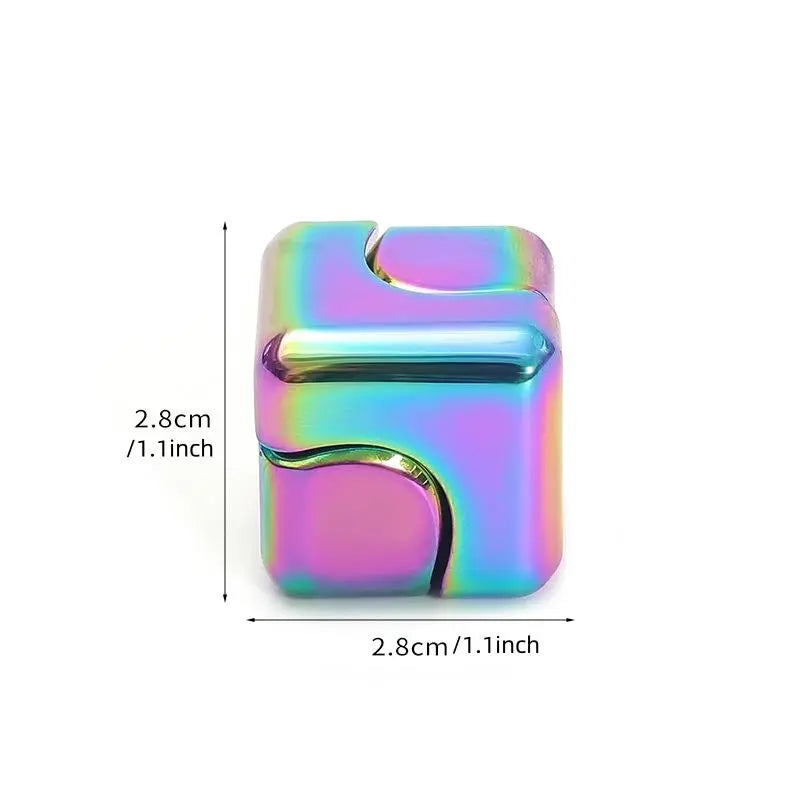 Colorful Metal Fidget Cube, Puzzle Cube, 1 Count Handheld Fidget Toy, Stress Relief Toy for Office Desk, Novelty Gift for Adults & Teens